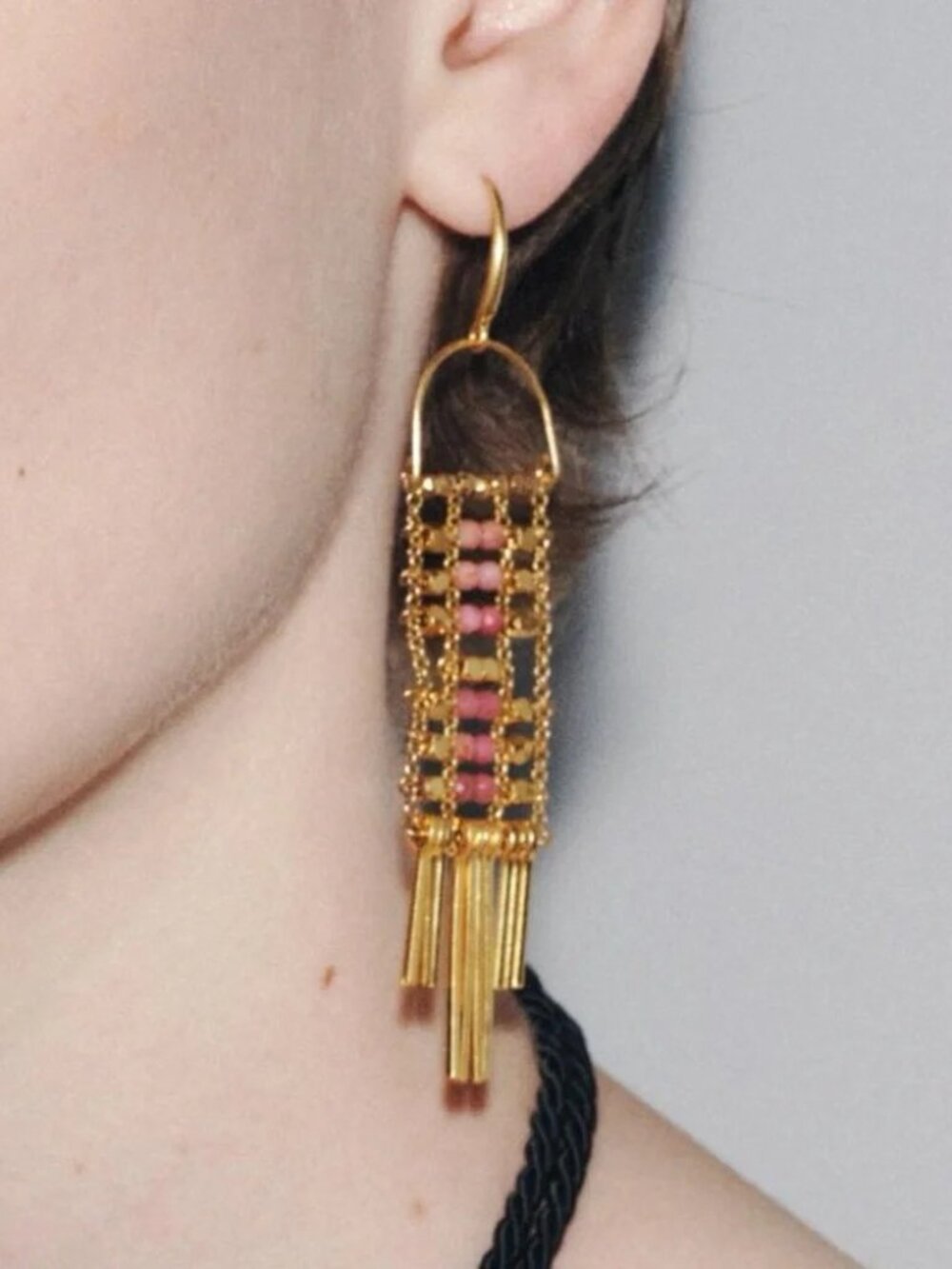 Zara metal golden beaded earrings